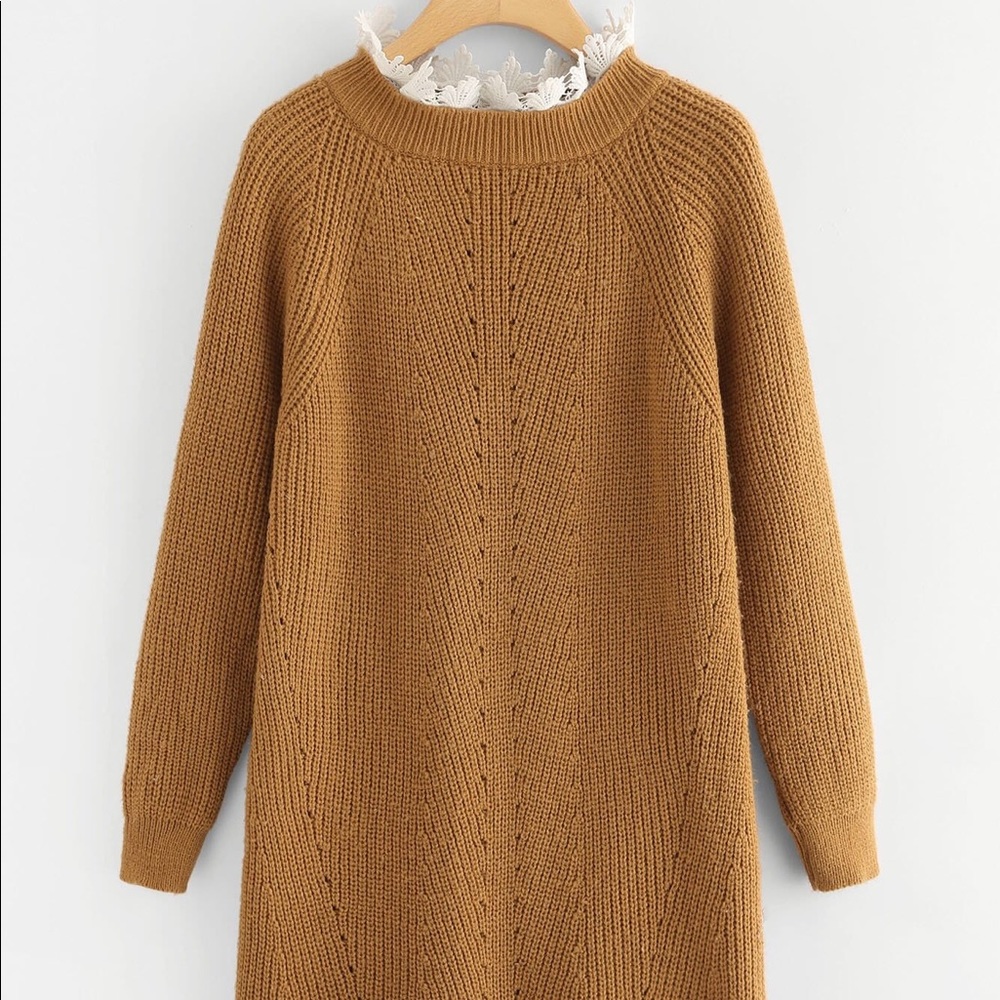 ❤️Floral Lace Insert Eyelet Sweater dress